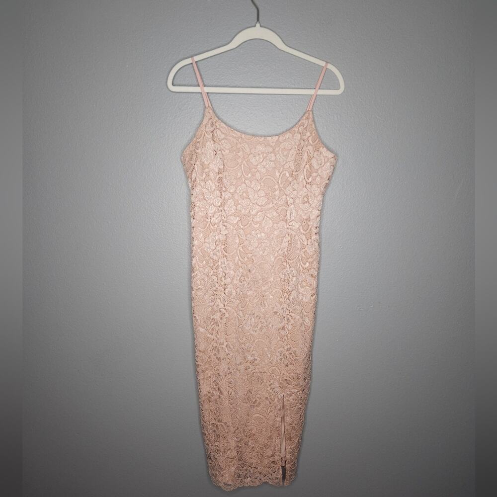 Sam Edelman Midi Dress Lace pastel pink spaghetti strap